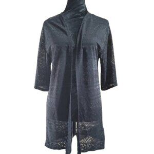 Divided H&M Sheer Black Women's Cardigan Triangle Pattern Size XS